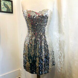 Sherry Hill Silver Sequin Mini Dress NWT Size 6